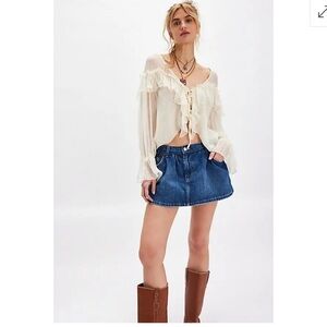 Free People Blue Denim Skort